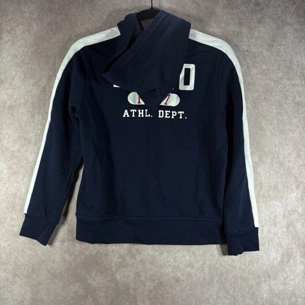 Polo Ralph Lauren Hoodie Sweater Boys M 10-12 Navy Logo Fleece Zip Preppy Active